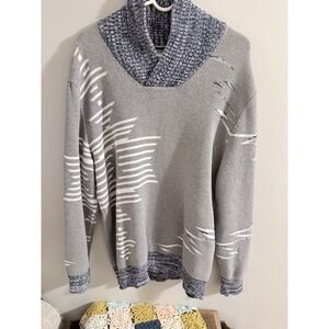 Sun + Stone Men's Native Shawl Neck Sweater Size XXL Pewter Heather NWOT